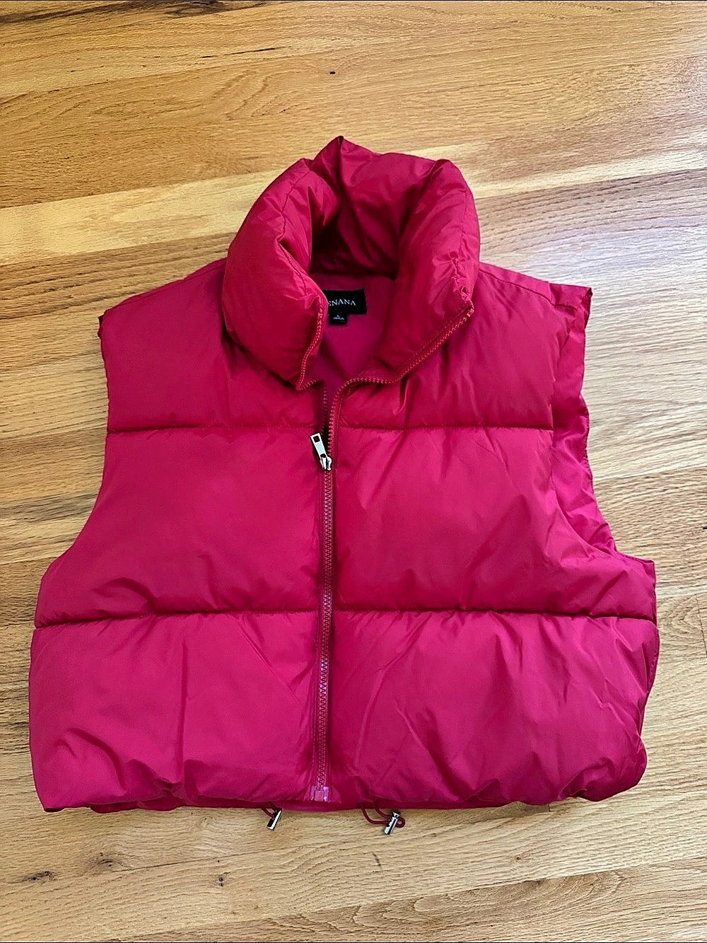 ZENANA Cropped Puffer Vest in Pink Size Large